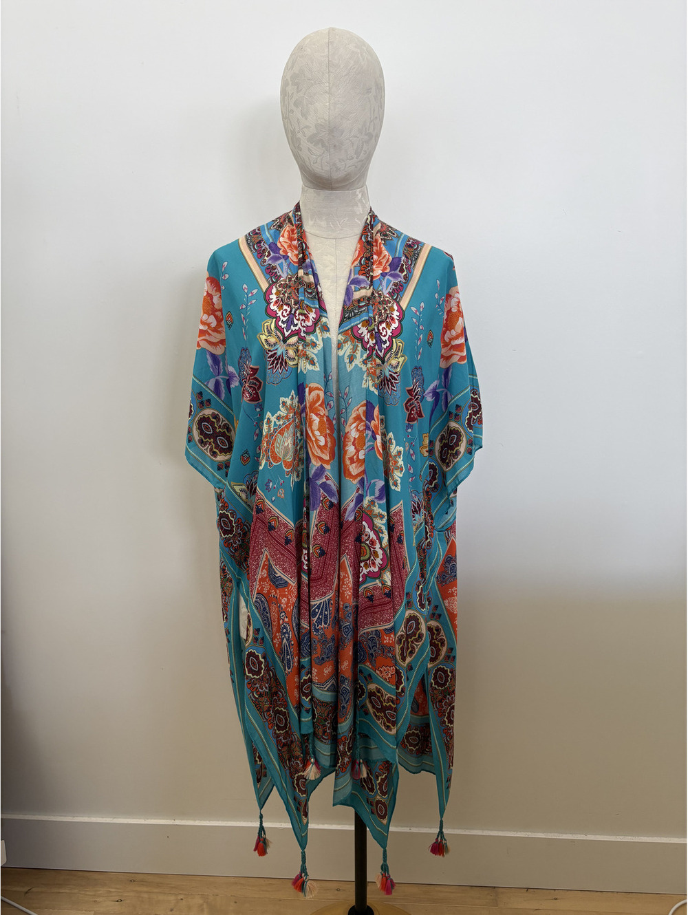 Blue Marinette Tunic Poncho Style Dress, Free Size